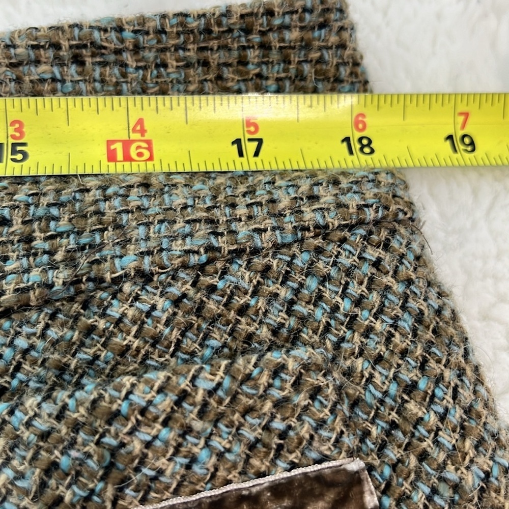 Y2K Tweed Mini Skirt Brown A-Line Vintage High Waisted - Picture 8 of 9
